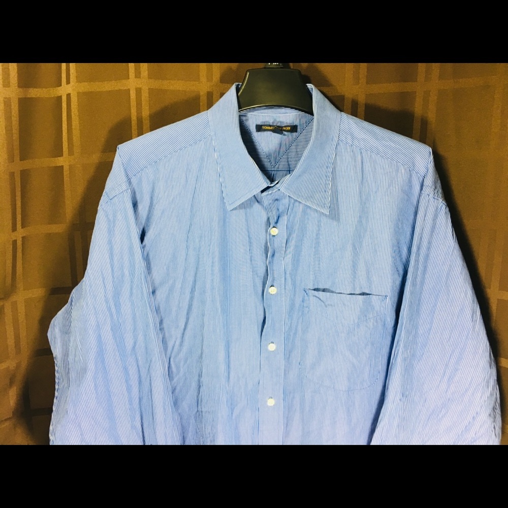 Men TOMMY HILFIGER Shirt Size XL Blue Striped