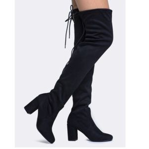 Over the knee black suede boots