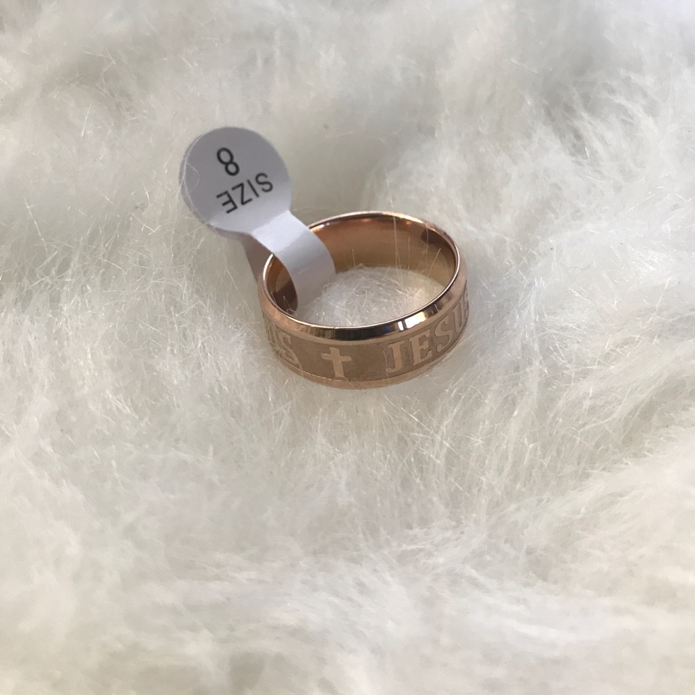 Rose Gold Jesus Ring 8