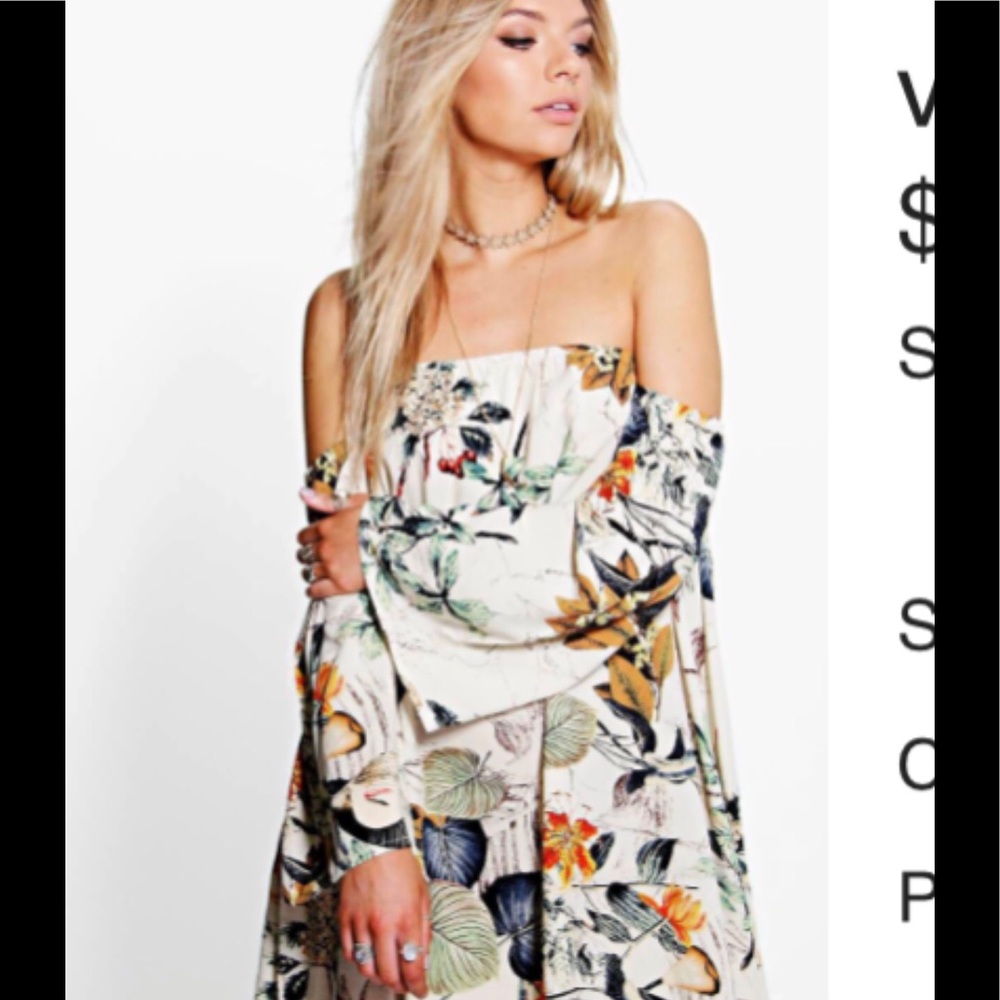 Boohoo Medea floral off the shoulder dress