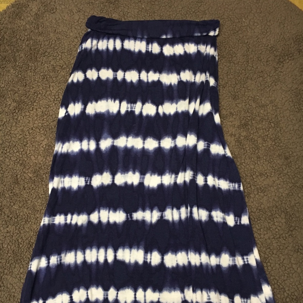 Blue and white maxi skirt