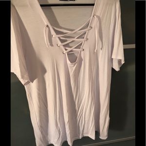BooHoo Plus Jessica tie front shirt
