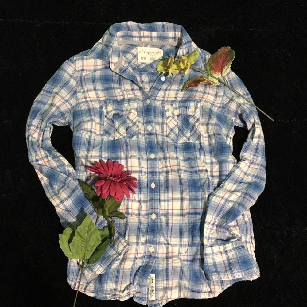 Blue and white Plaid flannel