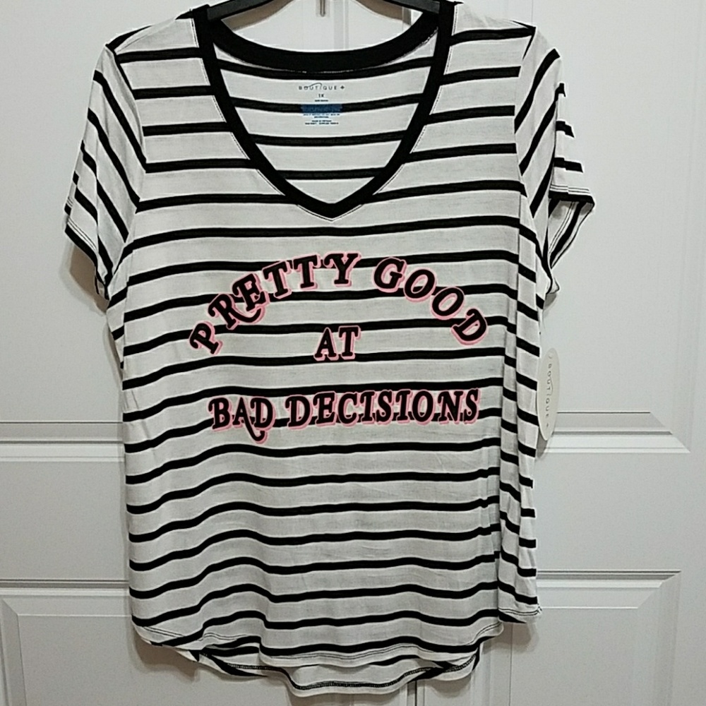 Fun striped tee sz 1X NWT