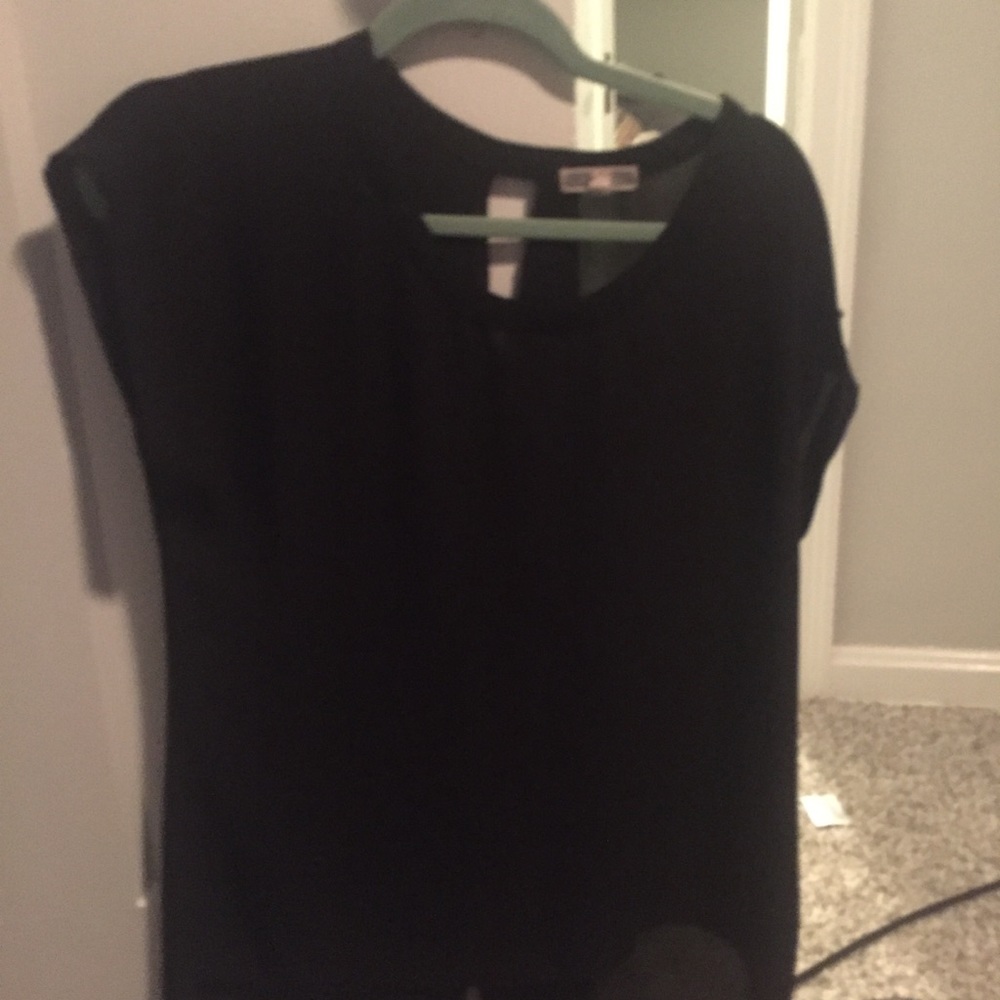 Black sheer shirt with slit open back