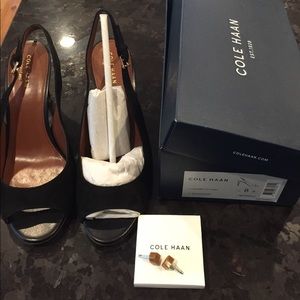 Cole Haan Juliana OT sling. Black suede. Size 8
