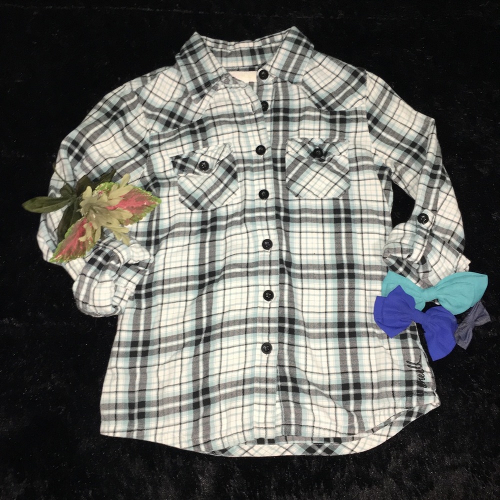 Blue and black plaid flannel