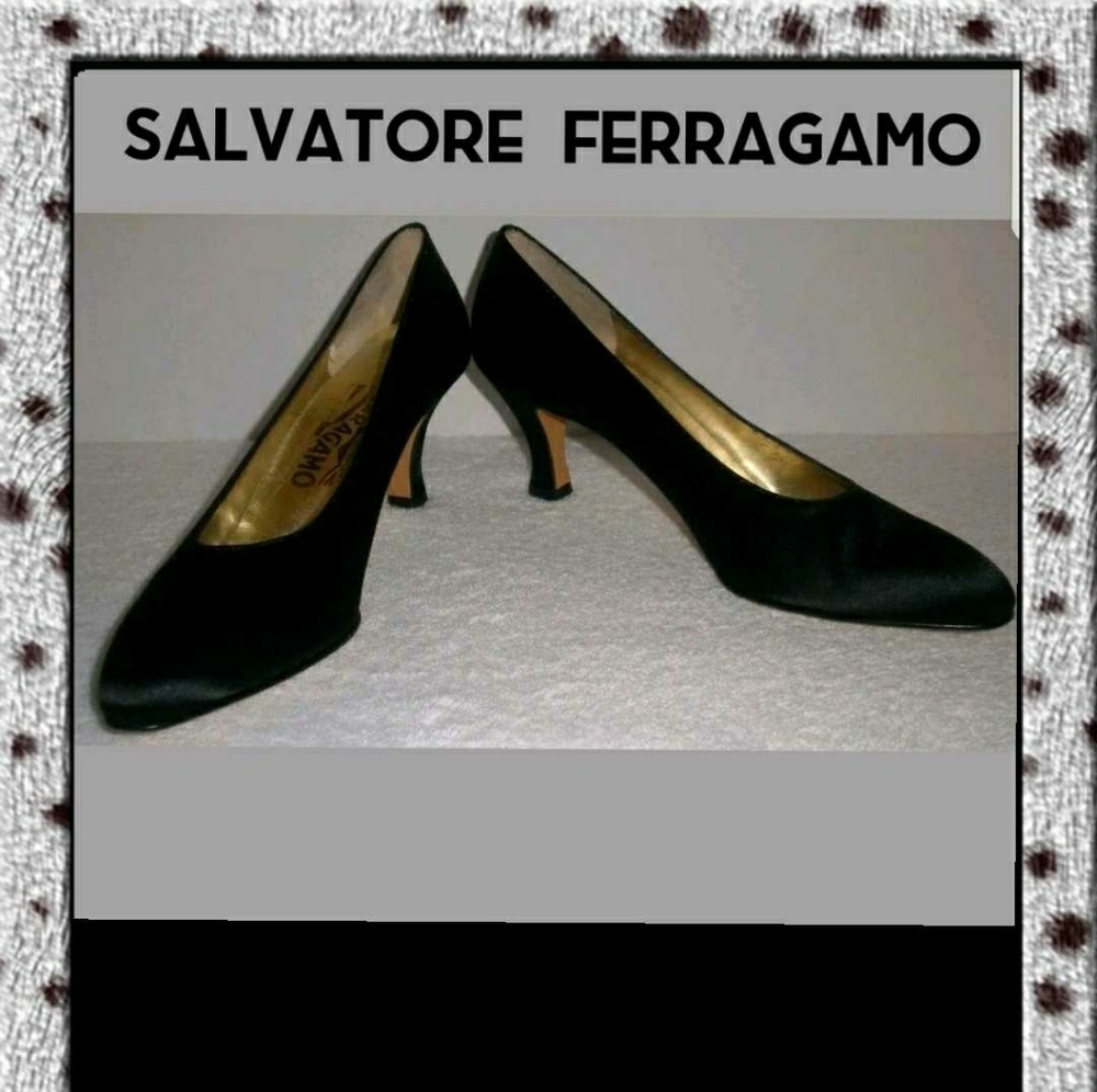 Authentic Salvatore Ferragamo Satin Pumps Size 8 - Picture 1 of 12