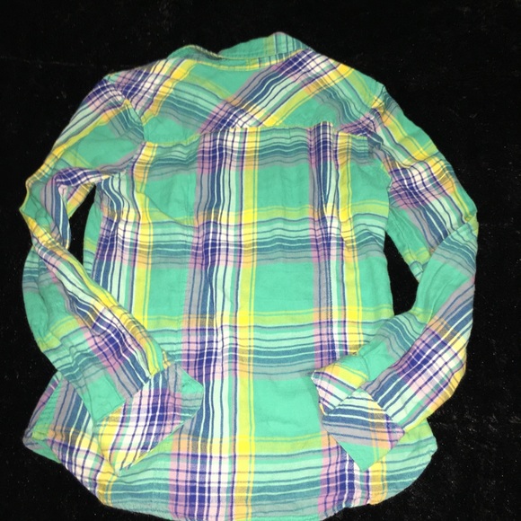 Teal and yellow plain flannel - Picture 3 of 4