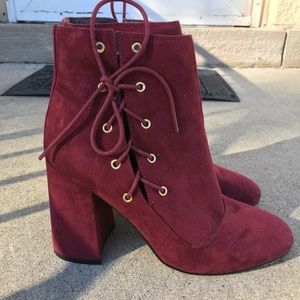 Asos Burgundy Tie Side Heels