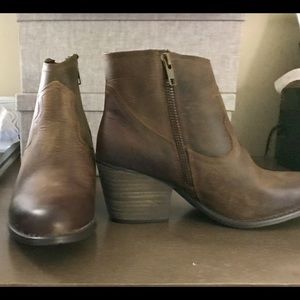 Coolway Brown Leather chunky heeled boot