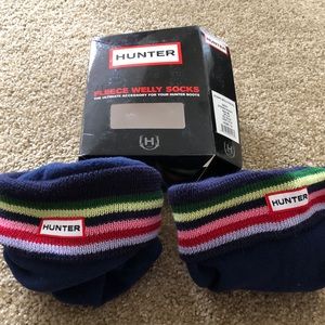 Hunter boots fleece navy stripe welly socks