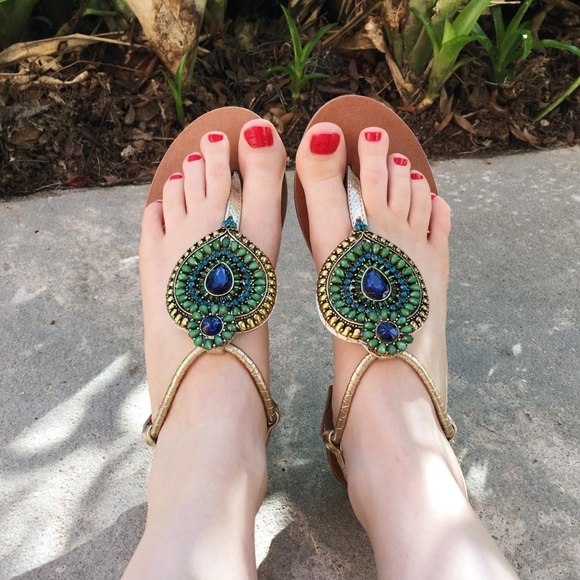 peacocks gold sandals