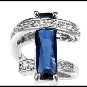 Silver blue sapphire or red ruby ring size 6-12