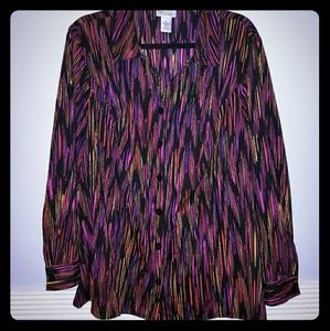 Black blouse with neon print size 1X