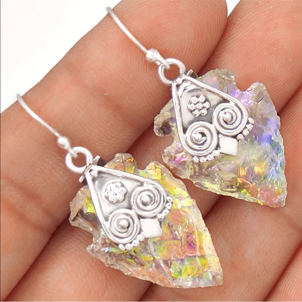 Sterling arrowhead Quartz earrings