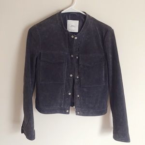 Mango MNG Genuine Suede Leather Jacket Blue SizeXS