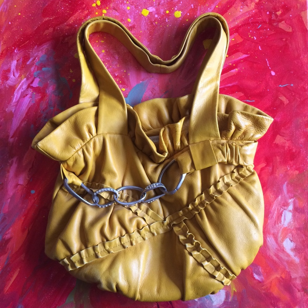 Renato Angi Italian leather purse mustard color