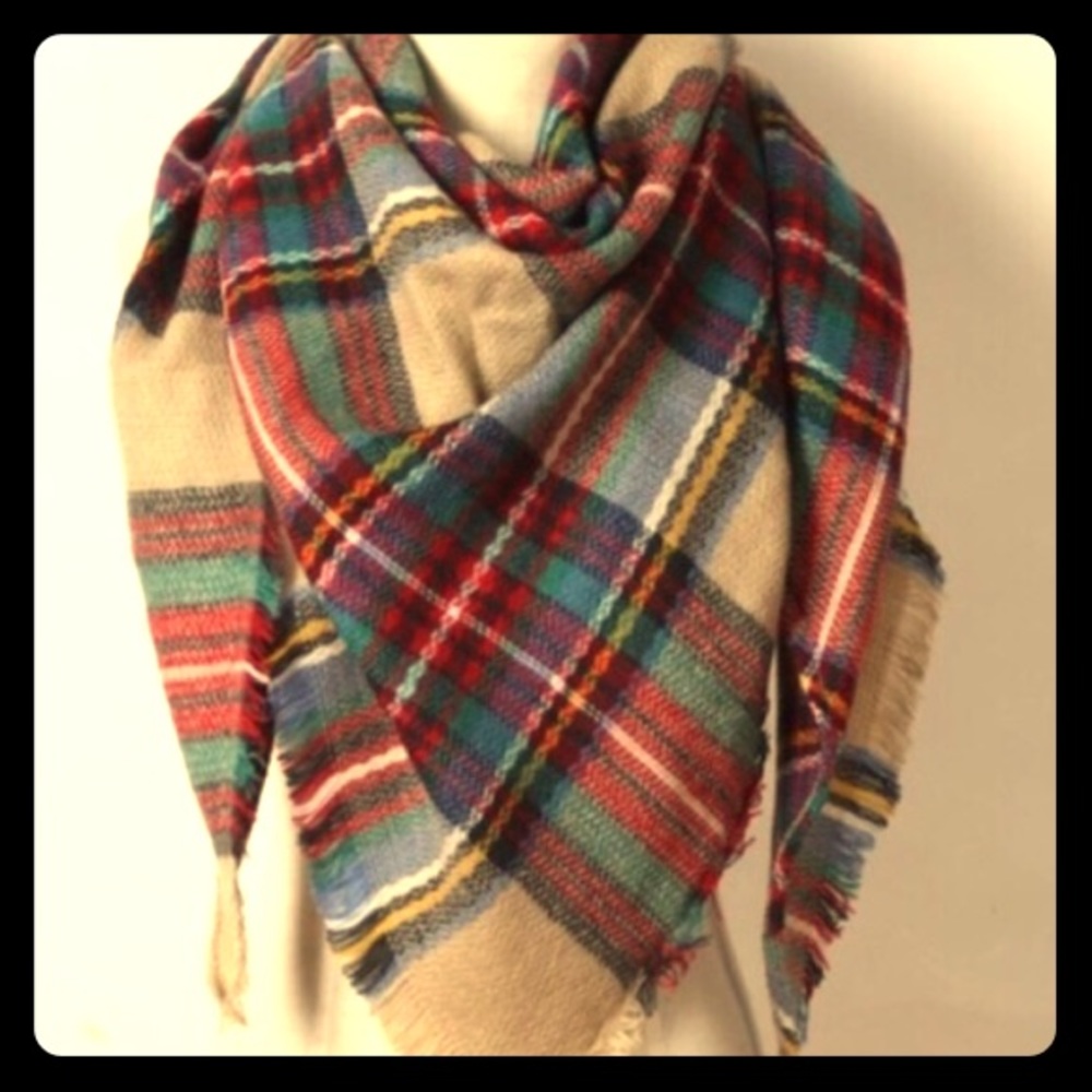 Plaid blanket scarf