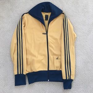 Adidas original jacket rich gold and navy stripe