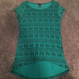 Rue 21 Green/Black Elephant Stripe Tee