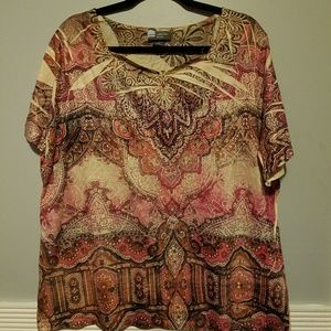 Gorgeous embellished print tee 0X