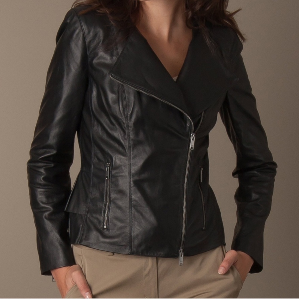 DKNYC asymmetric faux leather jacket