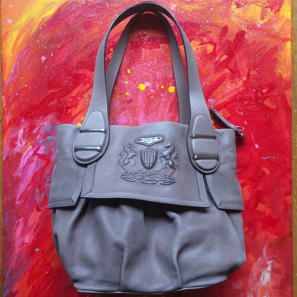 Authentic Italian leather purse, gray taupe “Due”