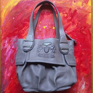 Authentic Italian leather purse, gray taupe “Due”