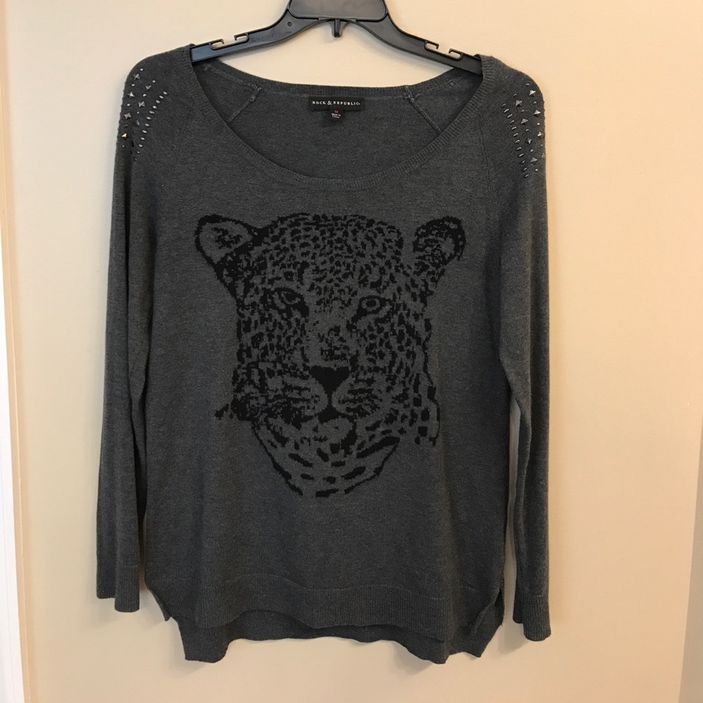 Rock & Republic Wide-neck Tiger sweater