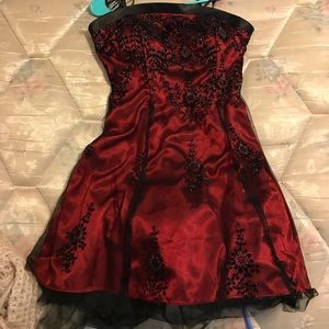 Black and Red Strapless Dress