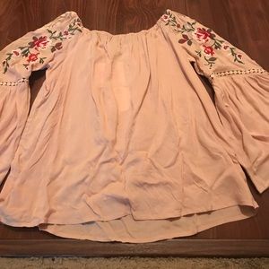 Off the shoulder bell sleeve top