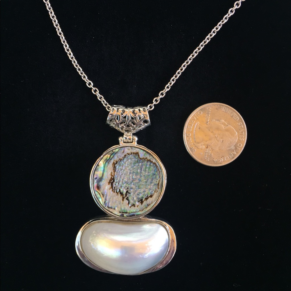 Large Abalone and pearl pendant