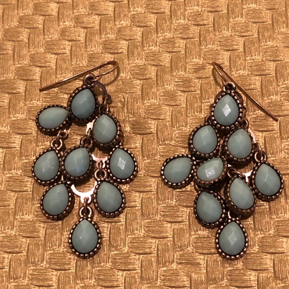 Chandelier light blue stone earrings