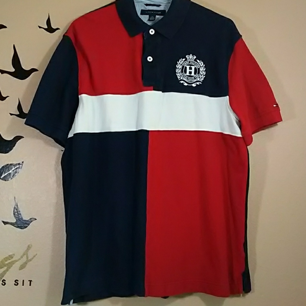 Shirt - Men's Red, White & Blue Poli