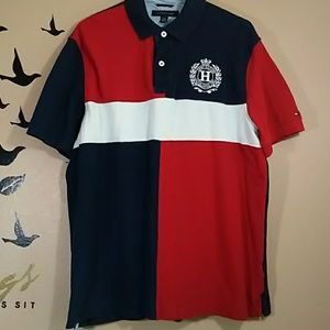 Shirt - Men's Red, White & Blue Poli