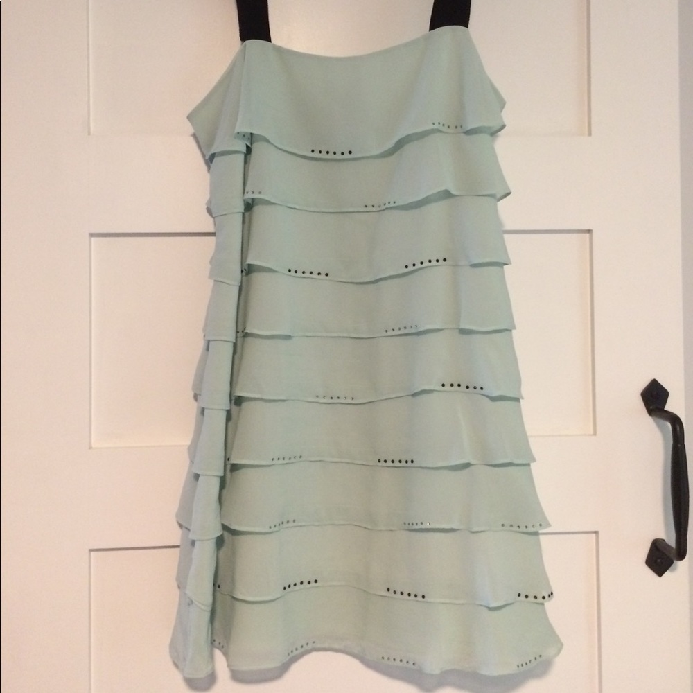 Lt mint colored ruffle dress w/rhinestone detail