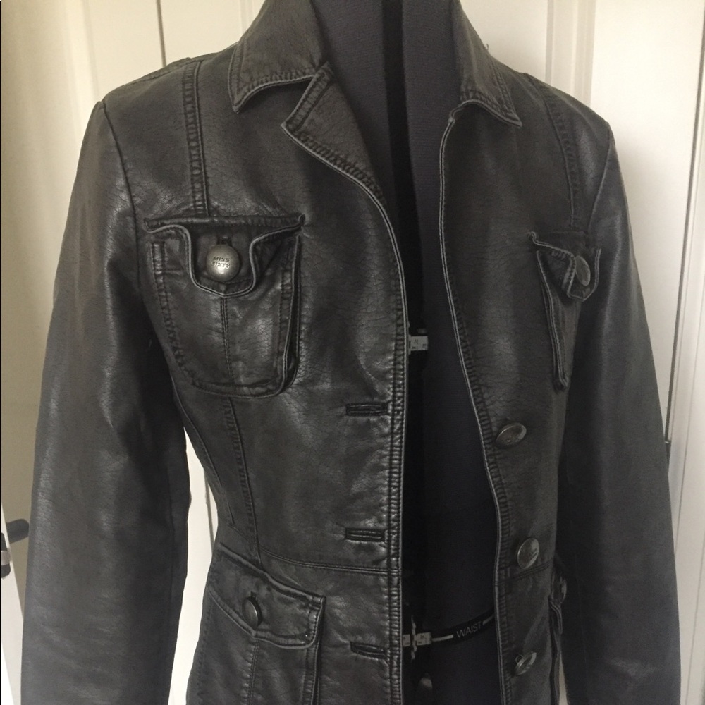 Size small grey faux leather jacket