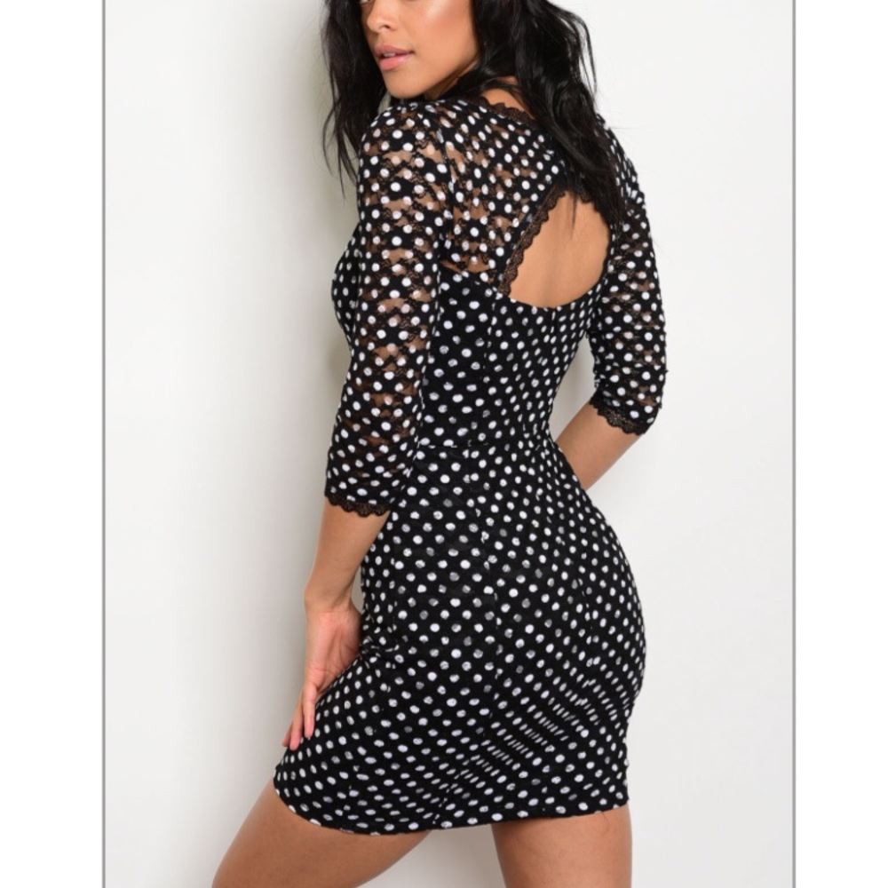 Black dress w/ white polka dots