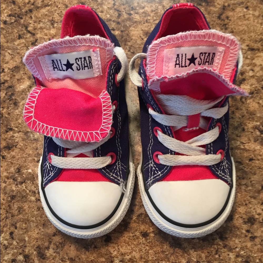 Converse toddler sneakers blue and pink Sz 8