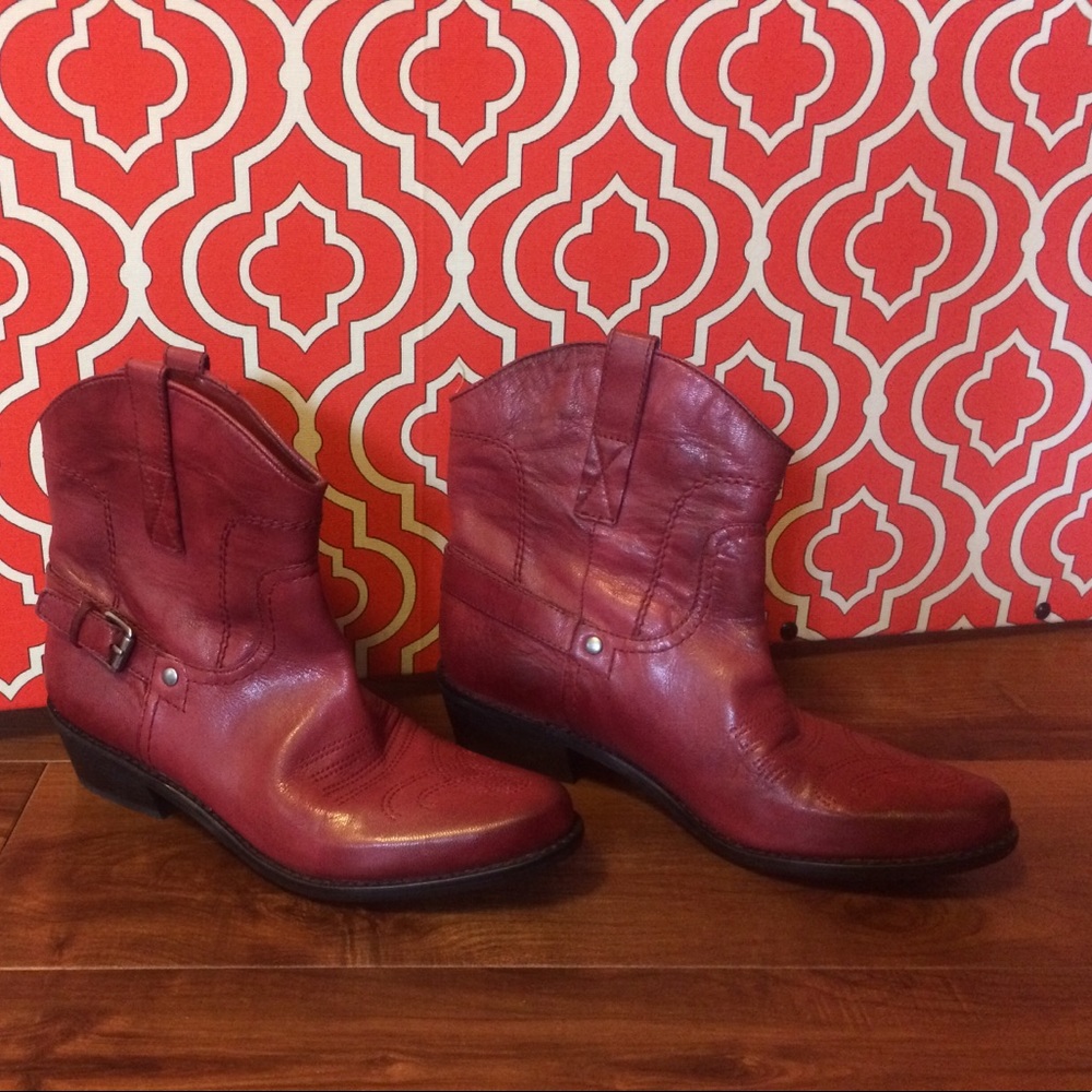 Red Leather boots size 7.5