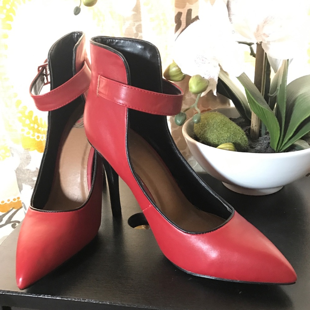 Red Women’s High Heels with Strap