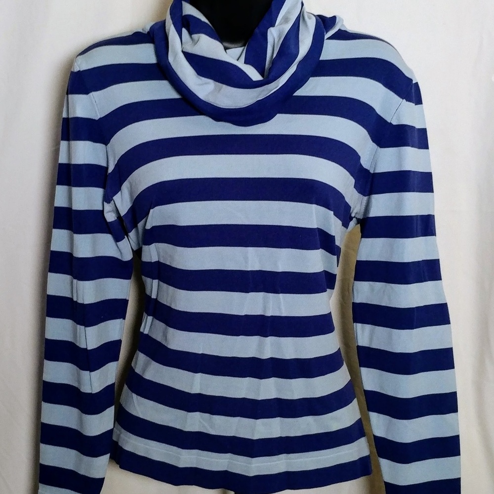 Vintage Blue Striped Turtleneck.