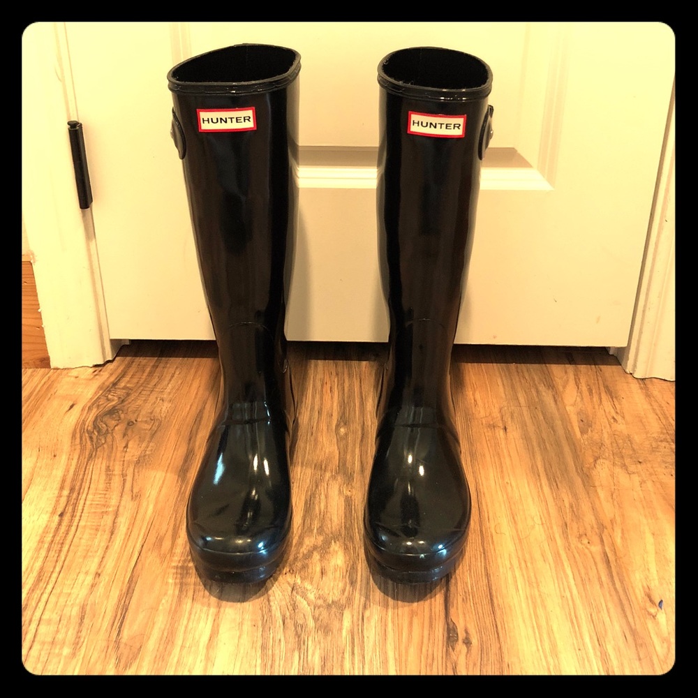 Glossy Black Hunter Boots. Excellent Condition!