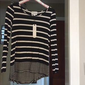 Olive and Oak black and white striped top