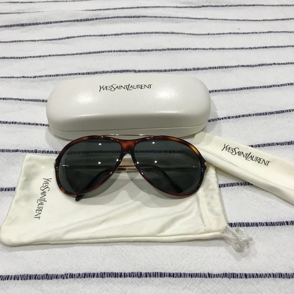 YSL Tortoise Shell Aviator Sunglasses