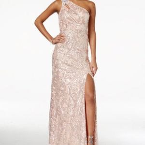 One-shoulder sequin gown