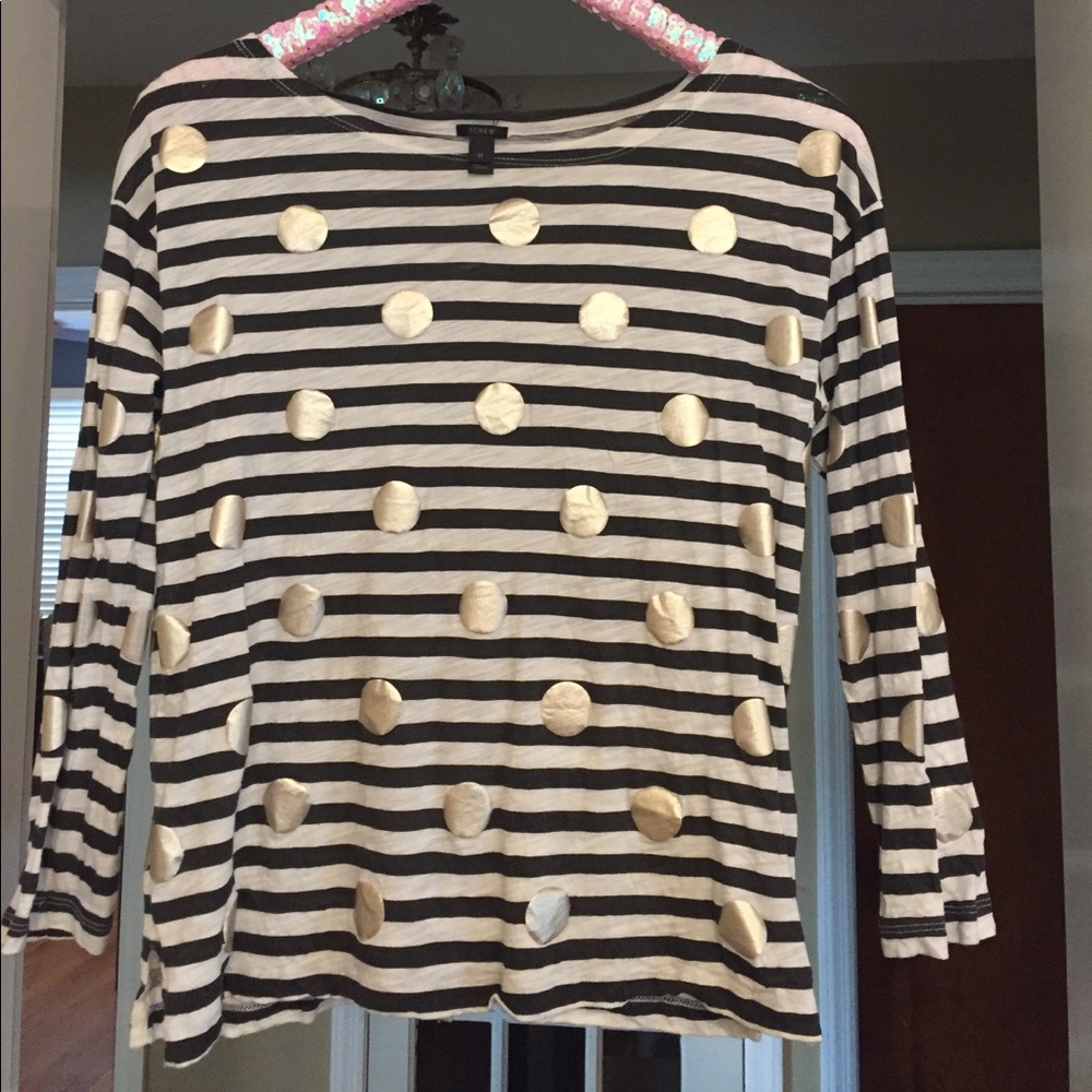 J.Crew gold polka dot top.
