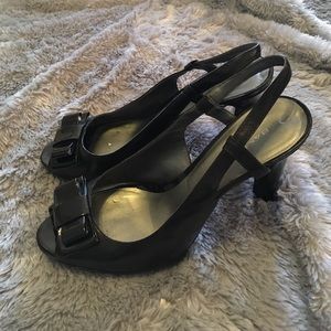 Final⚡️Black Bow Peep Toe Sling Back Heels