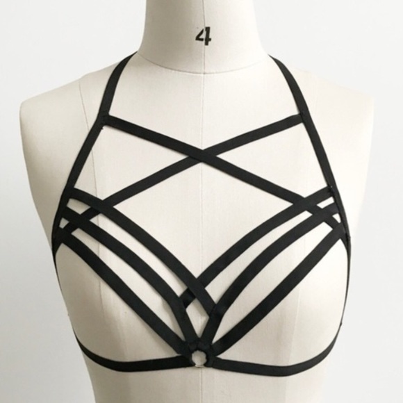 💖ELASTIC STRAPPY CAGE BRA HALTER BODY HARNESS💖 - Picture 4 of 4